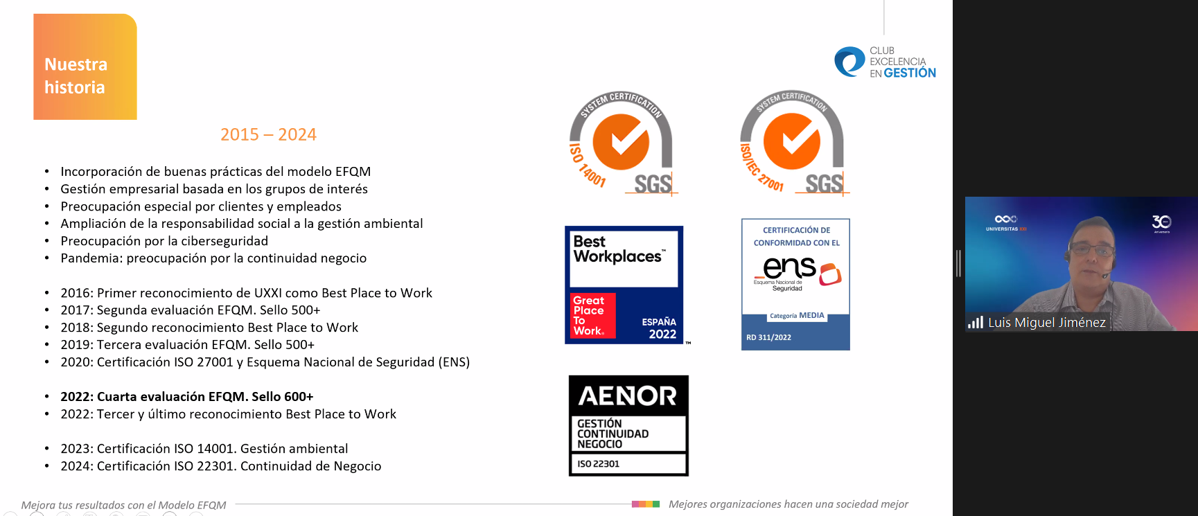 el director de UNIVERSITAS XXI expone en videoconferencia